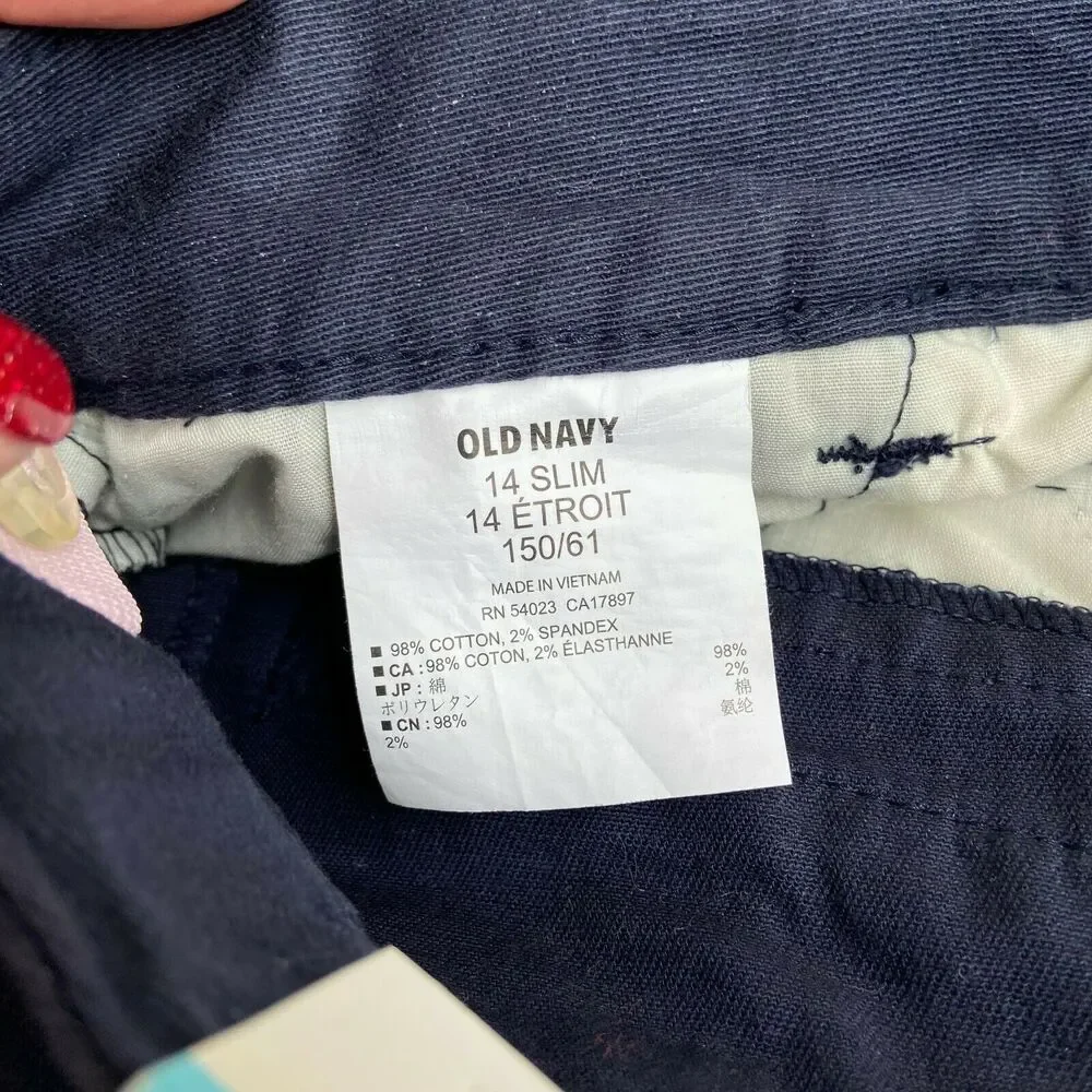 Old Navy Girls Shorts Sz 14 Classic Rise Navy Blue Uniform Adjustable‎ Waist NEW